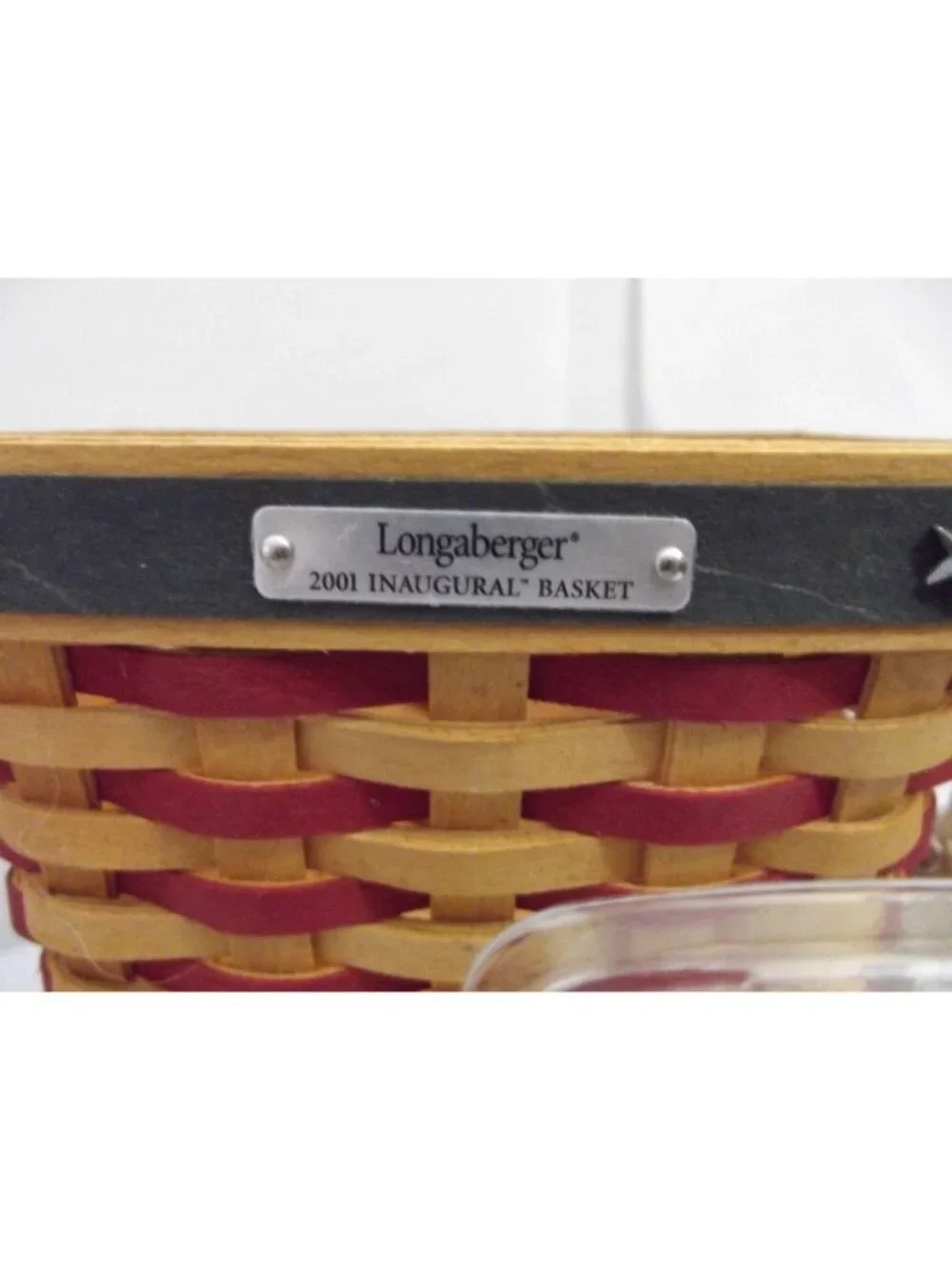 Longaberger 2001 Combo 4th July Inaugural Basket Liner Protector Tie On Stars 6